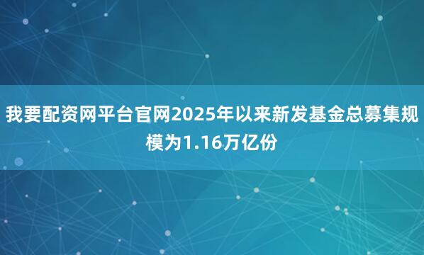 我要配资网平台官网2025年以来新发基金总募集规模为1.16万亿份