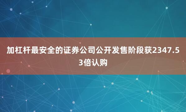 加杠杆最安全的证券公司公开发售阶段获2347.53倍认购